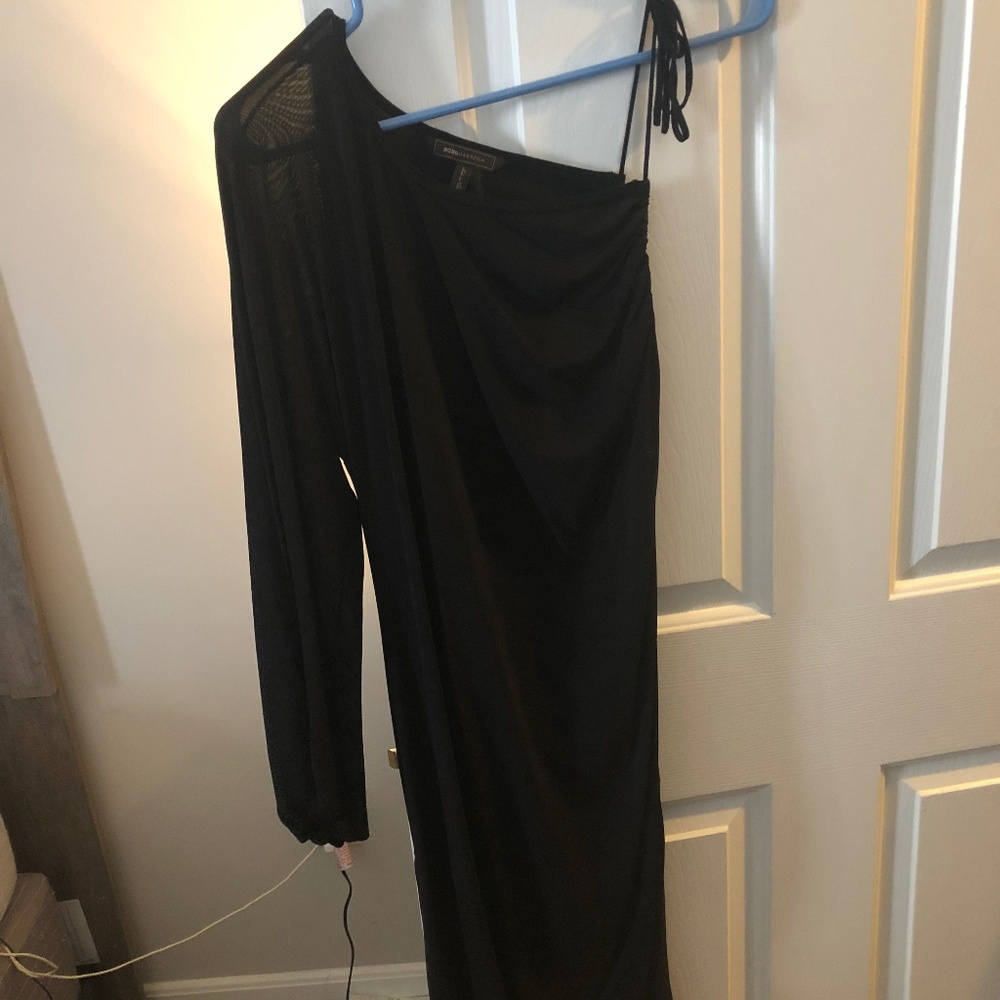 BCBGMAXAZRIA Black One Shoulder Dress